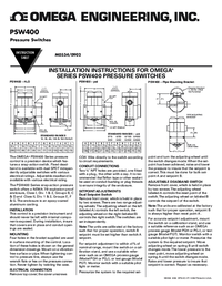 Thumbnail of document Manual - PSW-401 Heavy Duty Industrial NEMA-9 Pressure Switch